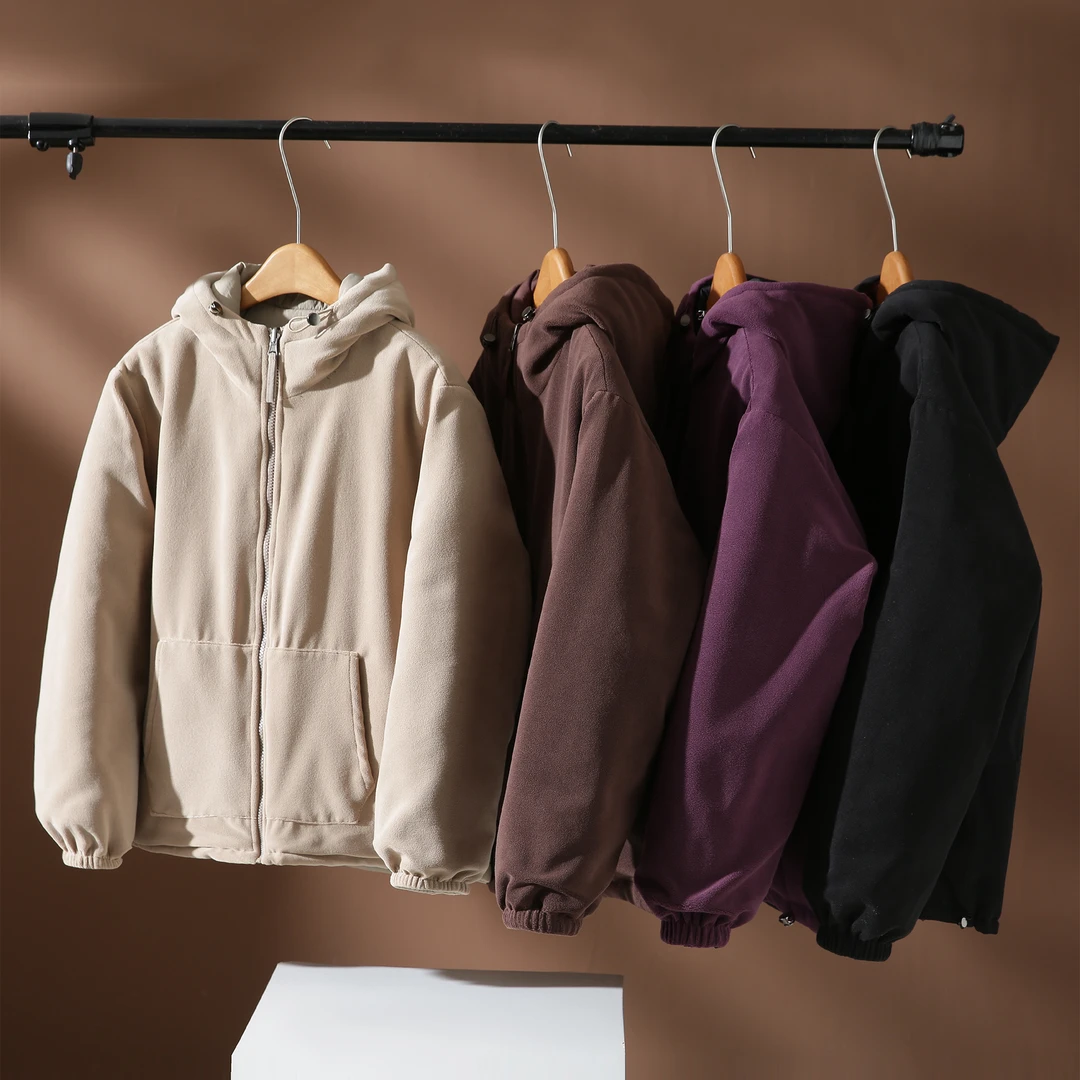 双面穿厚实保暖简约休闲连帽棉服加绒洋气棉袄外套冬装女 Y4D1120