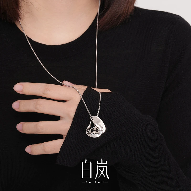 坠链均925银 白岚立体缎带项链女气质锁骨链新款小众潮XL3264
