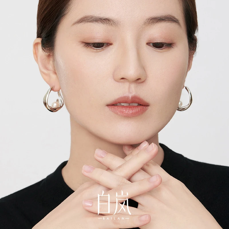 白岚银丝珍珠耳环女S925银新款耳饰时尚气质轻奢小众设计ED2926