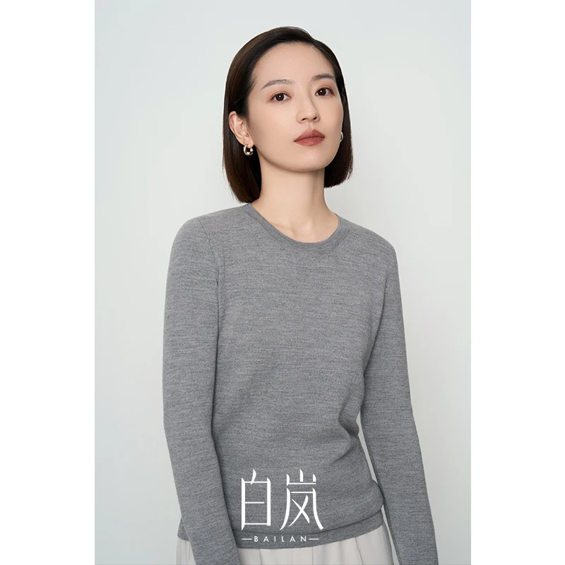 白岚同舟·扬子纱羊毛针织女全羊毛打底衫新款FZ0011