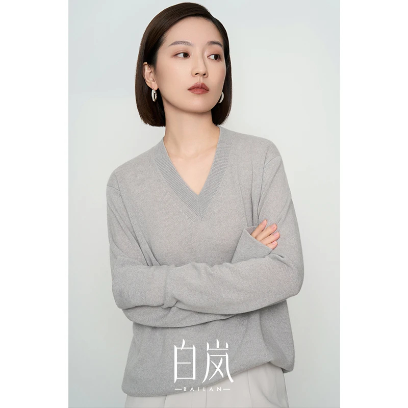 白岚勤致·康赛妮羊绒针织衫女100羊绒春夏新款FZ0001