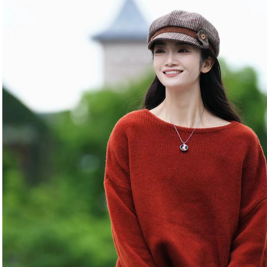 CHUN·「爱伦复古格子鸭舌羊帽」时尚百搭气质休闲日常简约洋气文