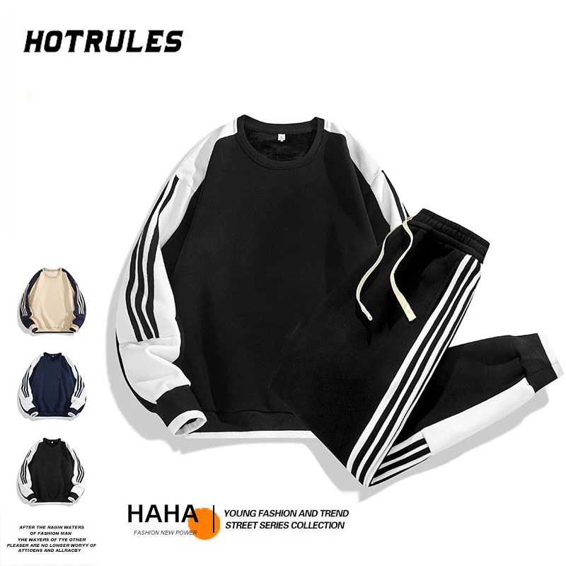 HOTRULES/情侣秋冬季时尚潮流休闲圆领宽松卫衣卫裤户外运动套装