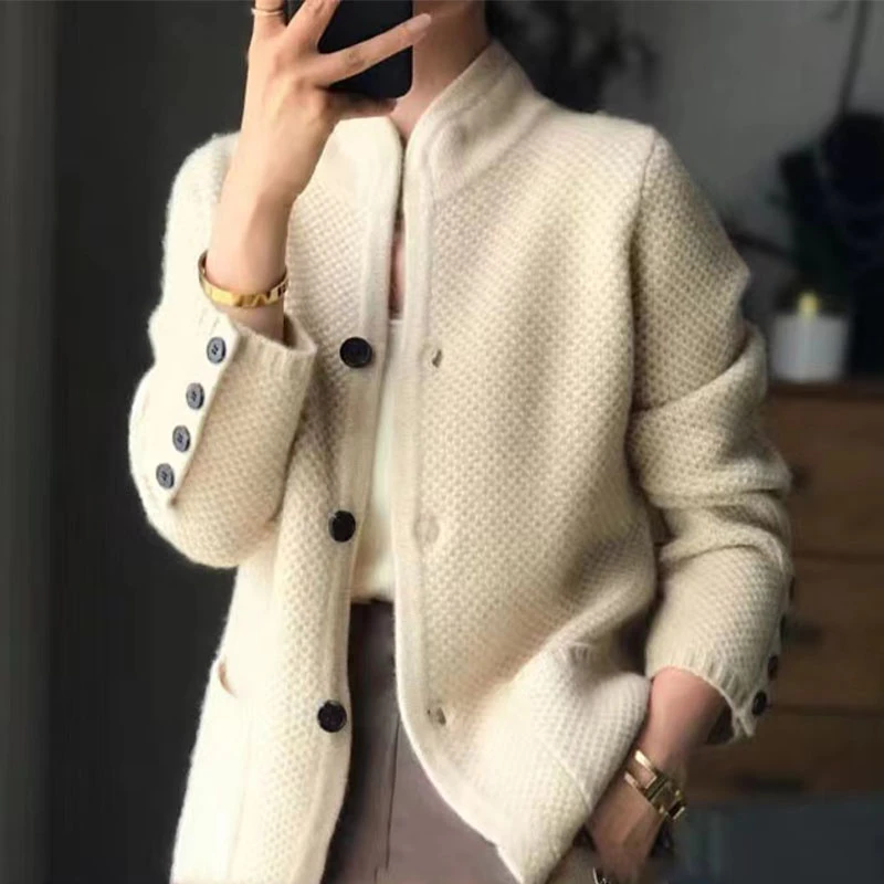 高级感2024秋冬新款针织西装外套时尚宽松小西装女装
