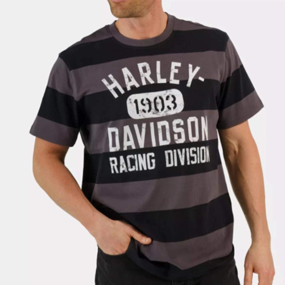 哈雷灰色格短袖96586