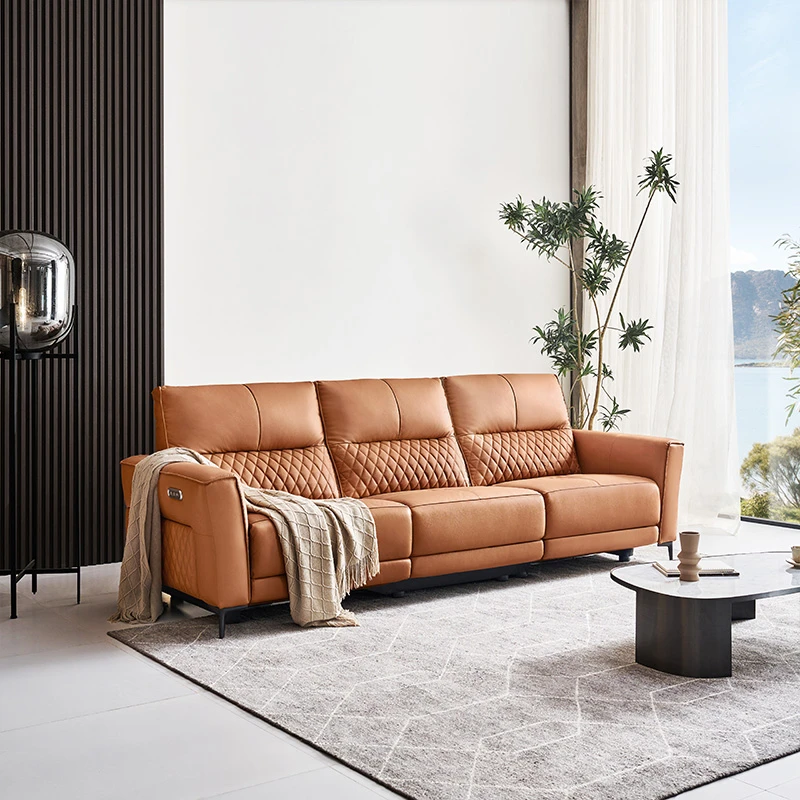 左右现代真皮沙发客厅语音电动零靠墙沙发DZY6001补