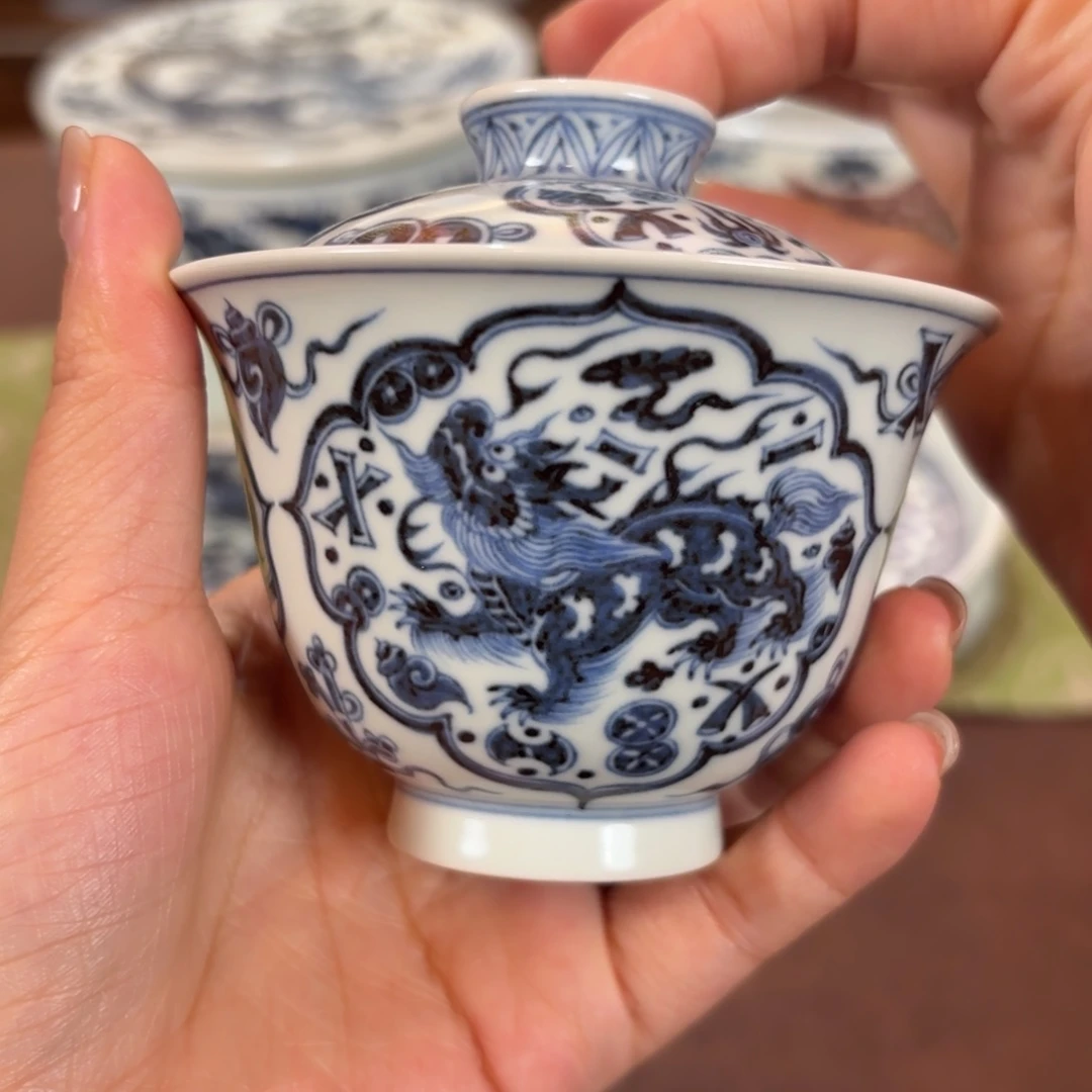 杯开窗瑞兽盖碗博陵造物