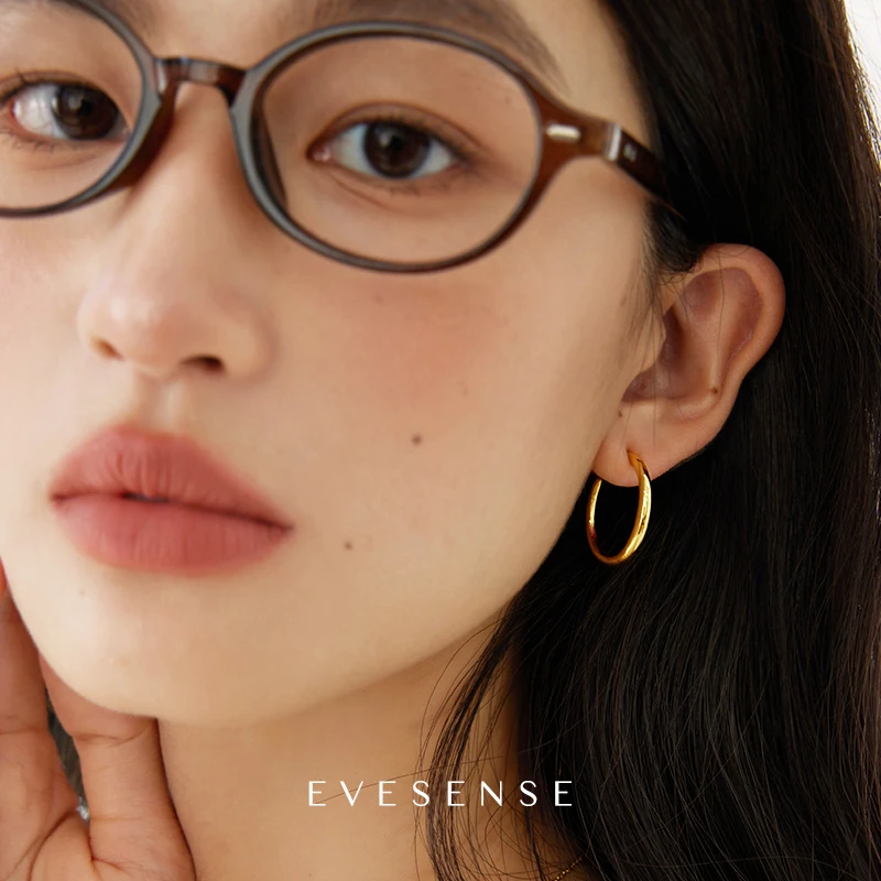 EVESENSE 铜合金耳饰 经典款！金色金属耳圈简约百搭时髦圈圈耳环