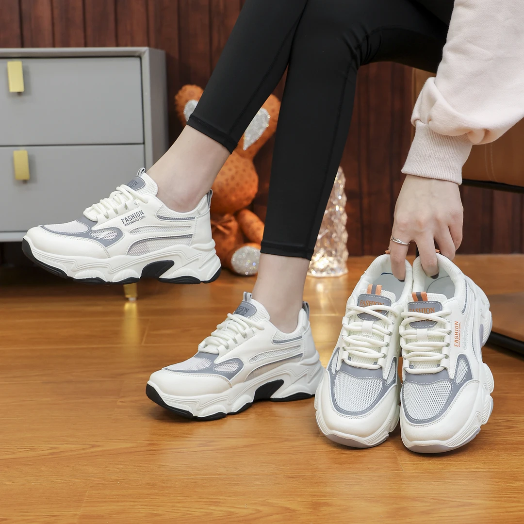 筱秀2024新款时尚休闲夏季爆款运动鞋轻便百搭女鞋系带厚底老爹鞋