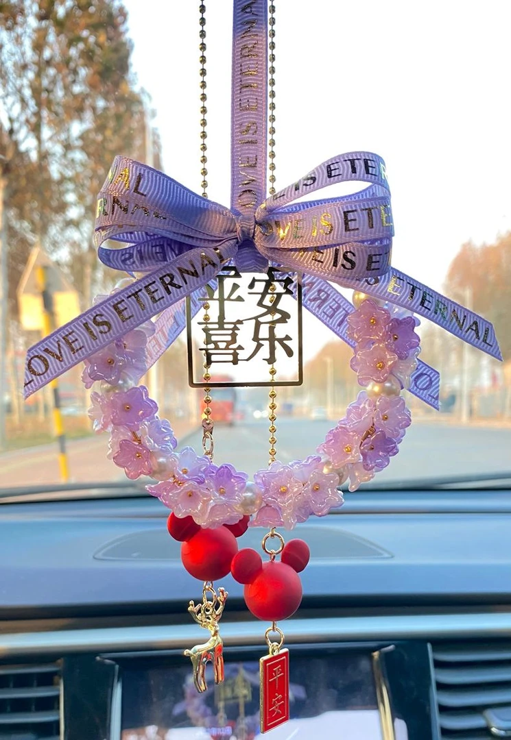 2024新款汽车挂件网红手工车载挂件女士车内高档吊坠饰品平安喜乐