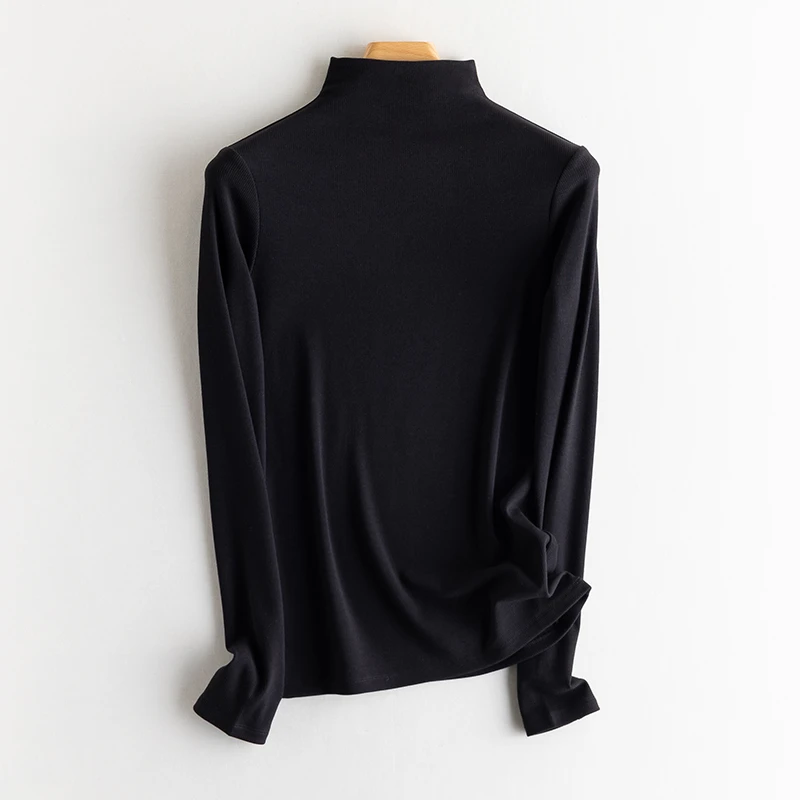 嘉茱莉桑蚕丝肌底衣长袖内搭打底衫时尚半高领修身SC200