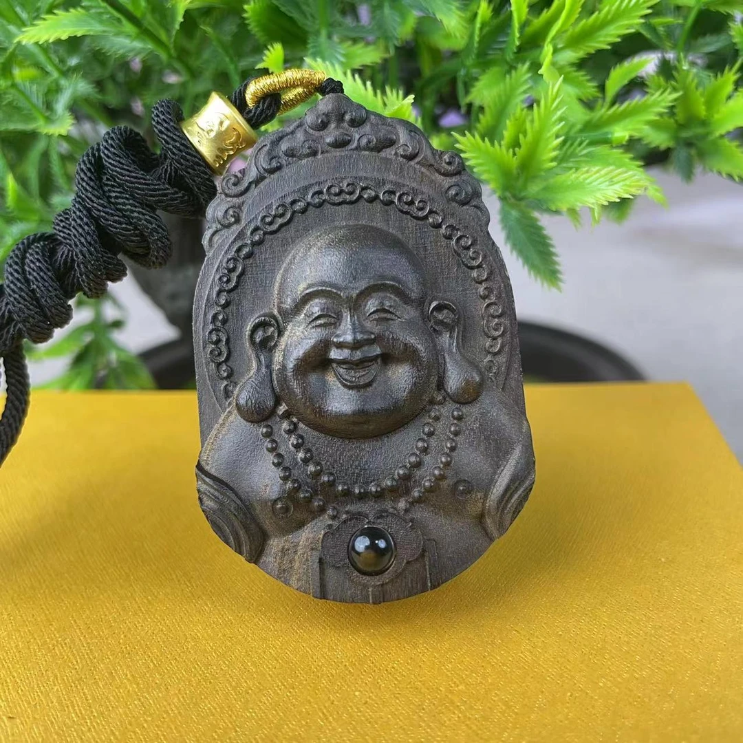 笑口弥勒 带脖挂绳 木雕雕刻工艺品手把件挂件挂件小摆件
