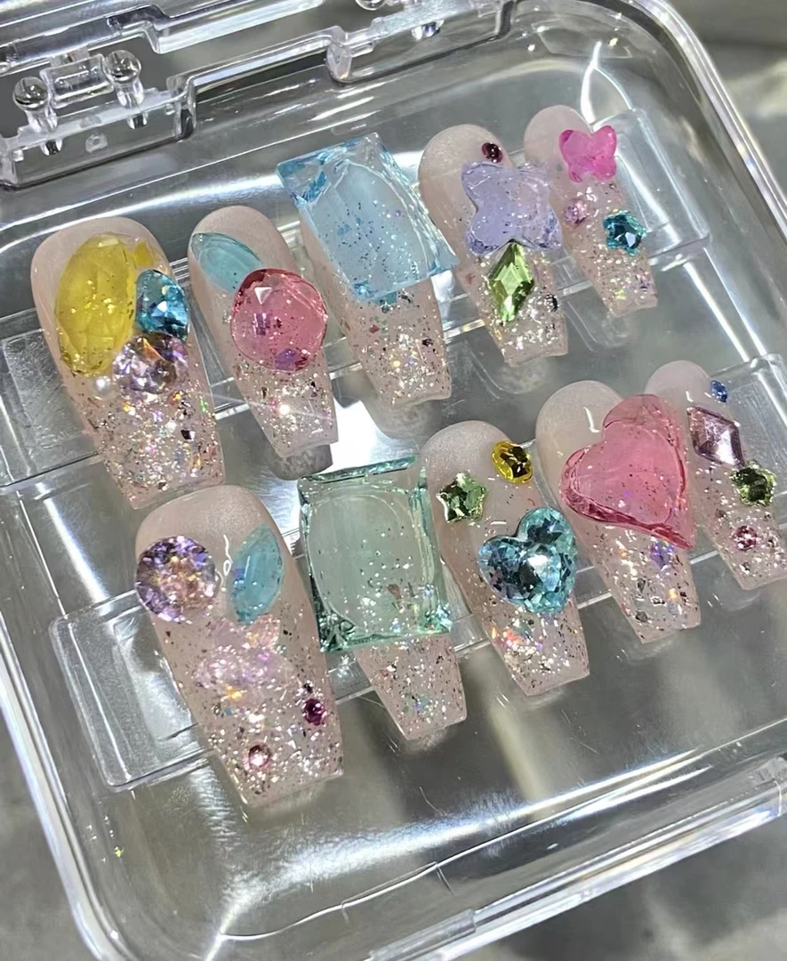 【水晶钻对对碰】现拍现拆彩色高品水晶钻穿戴甲美甲钻鱼缸造景DIY