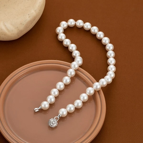 合金项链 【TZ】12mm倪妮设计款月光白海水母贝珠项链X004