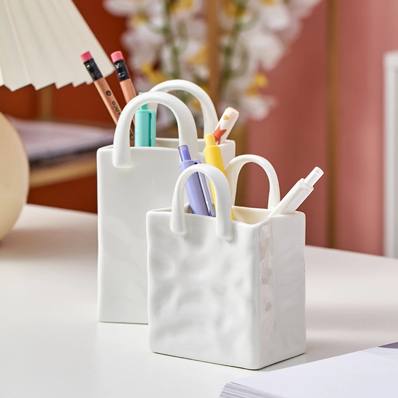 仿真干花花瓶摆件客厅插花现代北欧电视柜艺术陶瓷包包花艺装饰品