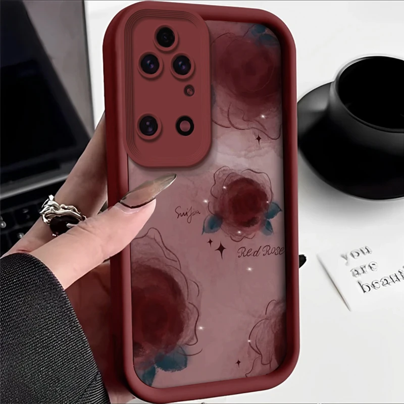 适用华为P50E手机壳ABR-AL60简约防摔女可爱新款潮小众晕染红玫瑰