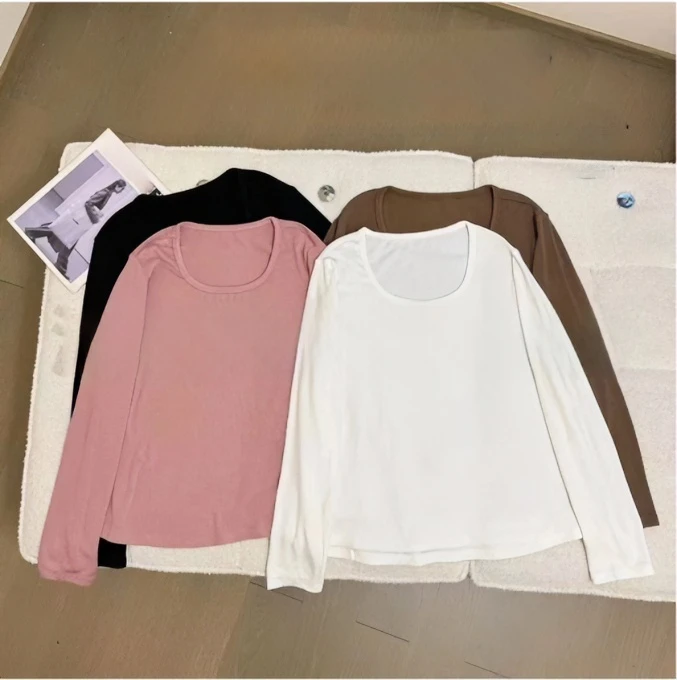 【涵胖胖】实穿内搭～磨毛加厚坑条时尚百搭打底衫18185