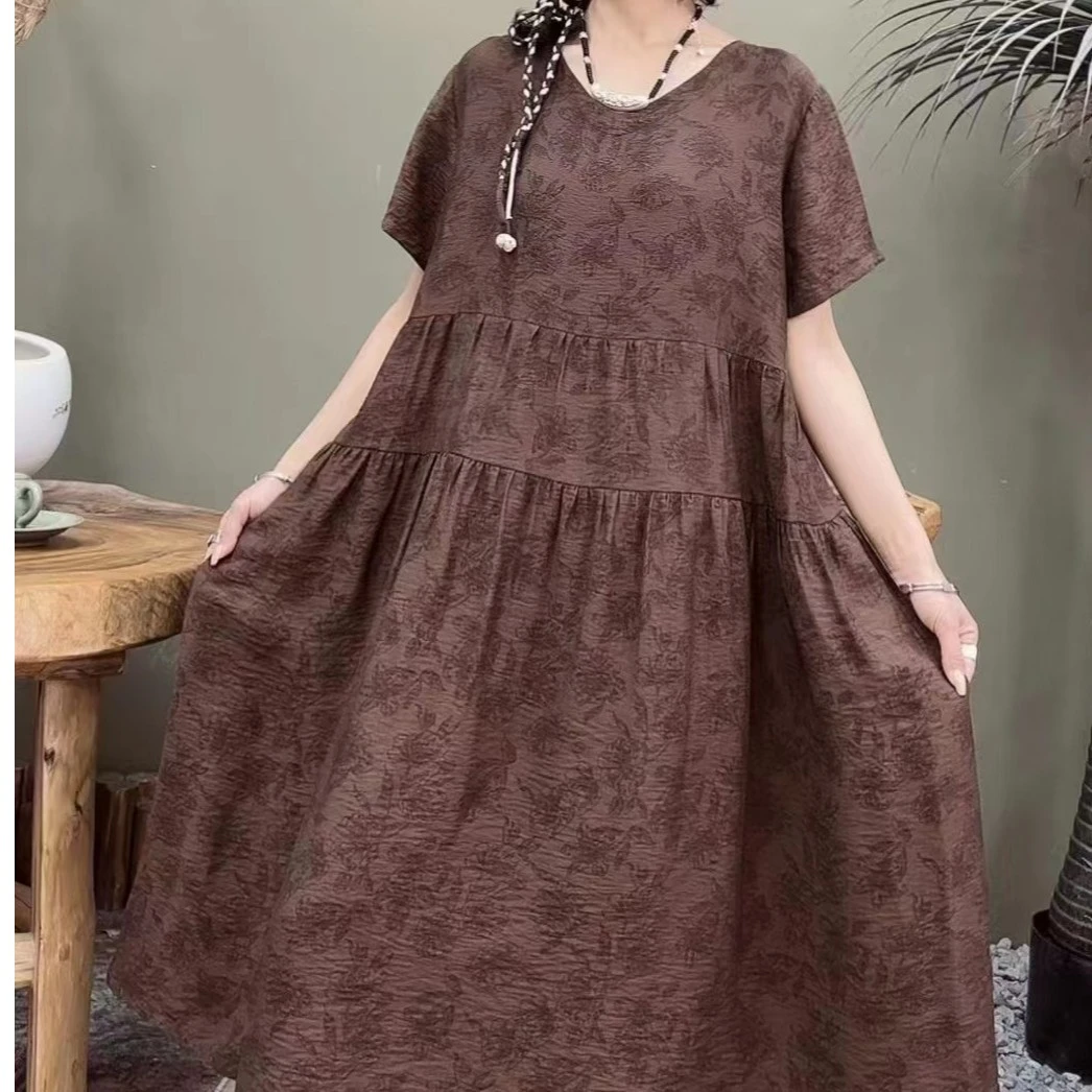 1076新款夏季韩版连衣裙显瘦气质时尚印花洋气大码复古休闲长裙