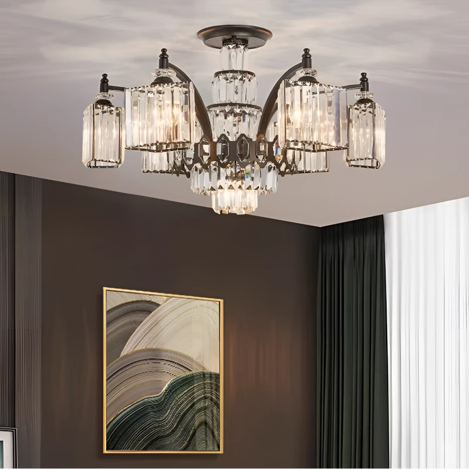 高端客厅吸顶灯2024新款大厅水晶大灯简约现代大气家用轻奢圆形灯