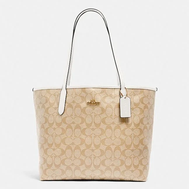 COACH/蔻驰 City 托特白色logo单肩女包5696