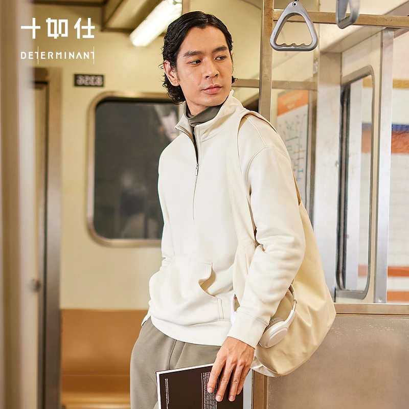 十如仕LS08男士摇粒绒秋冬半拉链卫衣休闲男外套长袖舒适百搭简约