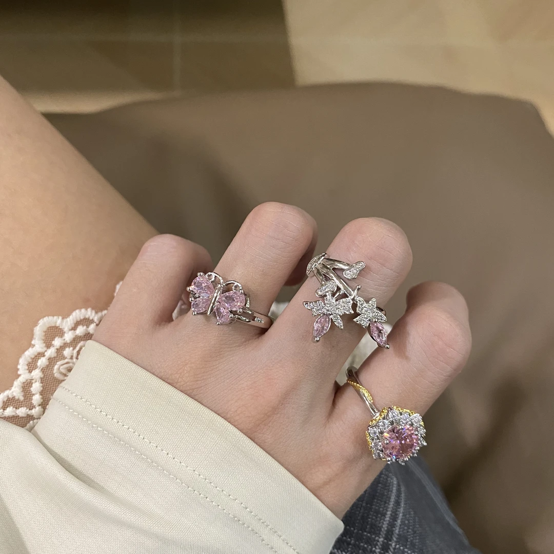 铜合金戒指 可调节戒指气质轻奢时尚小众ins个性设计感超闪