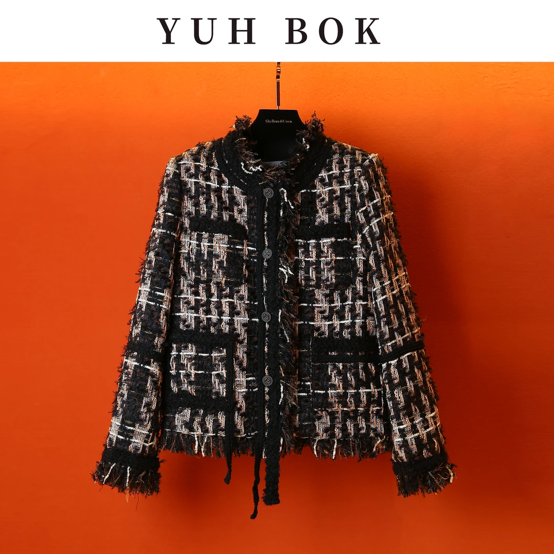 南油版本流苏设计感粗花呢气质小香风圆领设计长袖外套轻奢编织