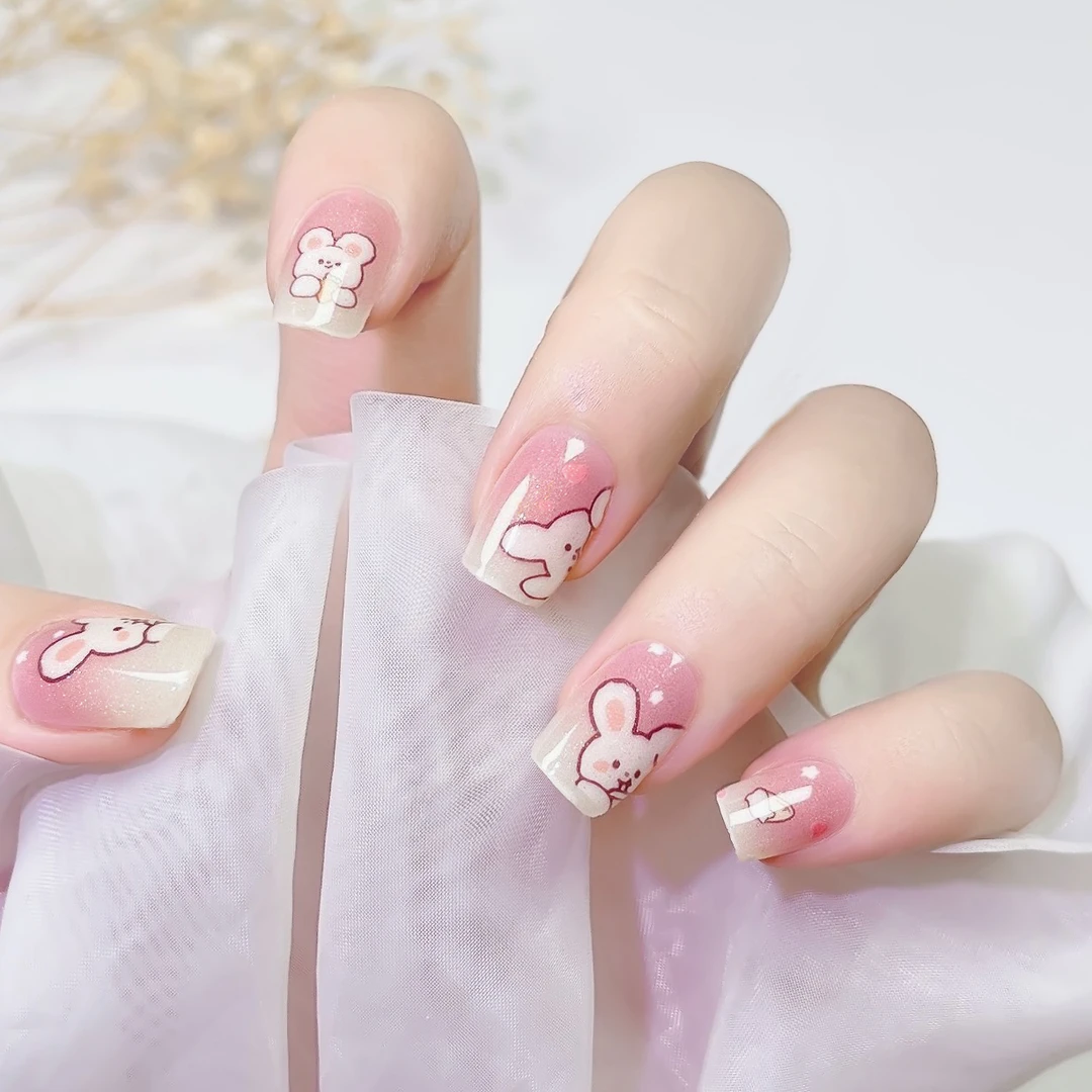 【BD12】半固化凝胶uv半烤美甲贴照灯变硬防水持久穿戴甲超薄服帖