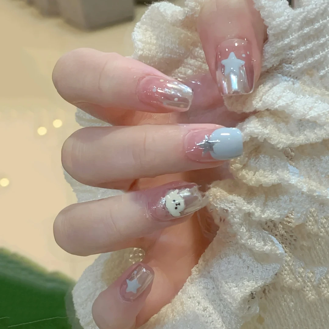 【ES666】20指半固化凝胶uv半烤美甲贴照灯穿戴