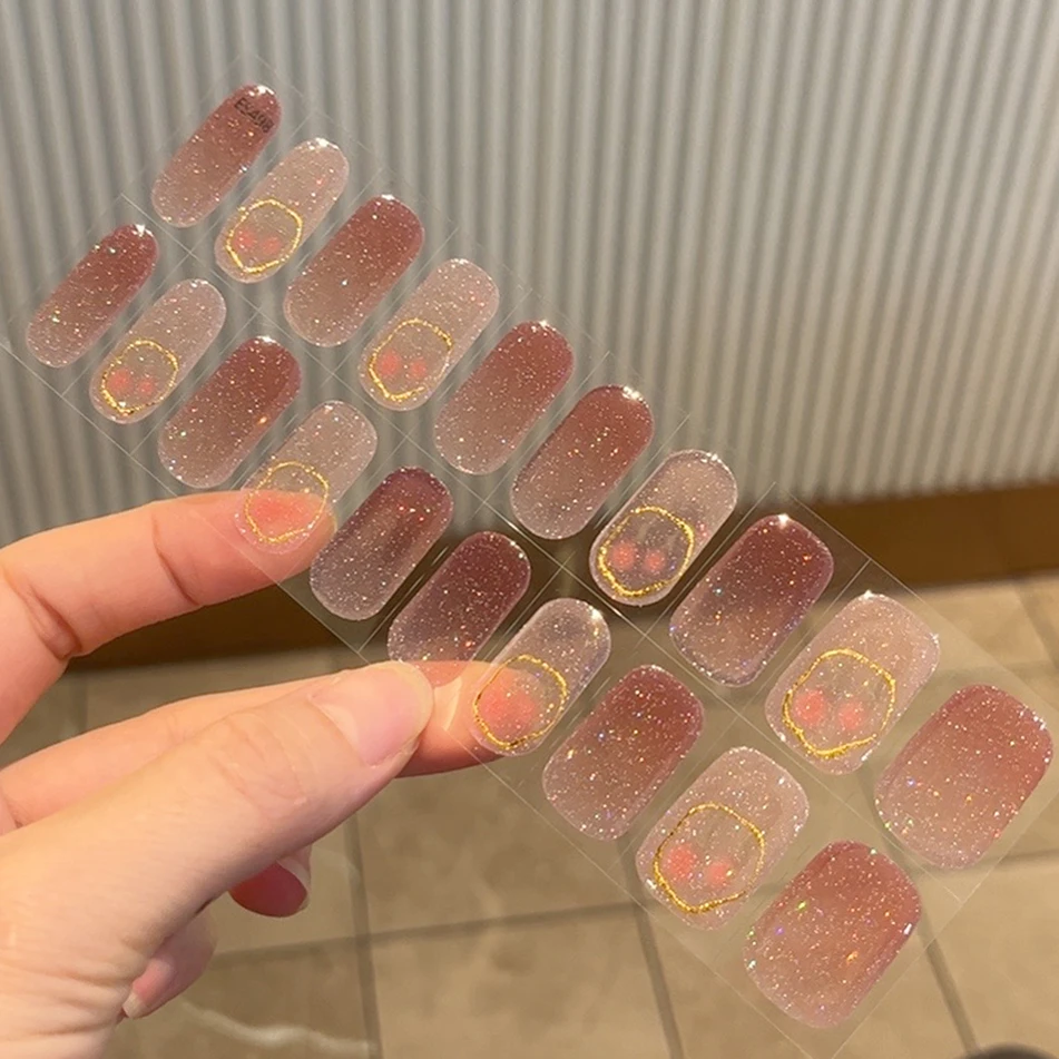 【ES498】半固化凝胶uv半烤美甲贴指甲贴片照灯变硬穿戴甲穿戴式ins