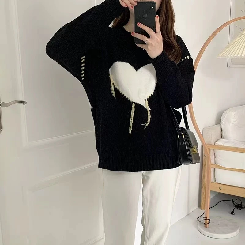 秋季上新~时尚简约爱心设计款女士毛衣 S0805