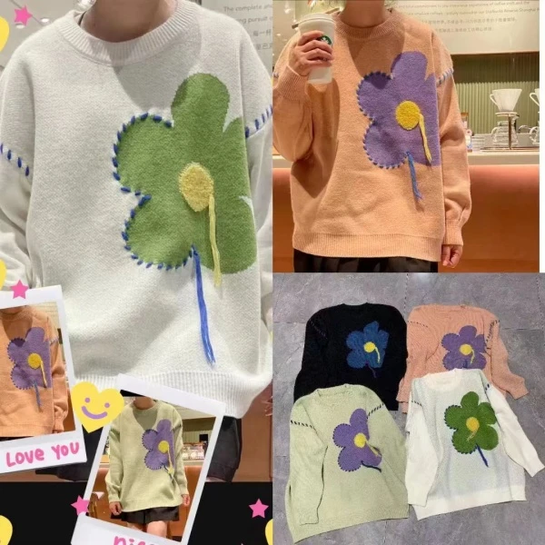 秋季上新~时尚卡通小花设计款女士毛衣 S0803