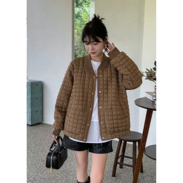 冬季上新~时尚简约格子设计款外套 S23025