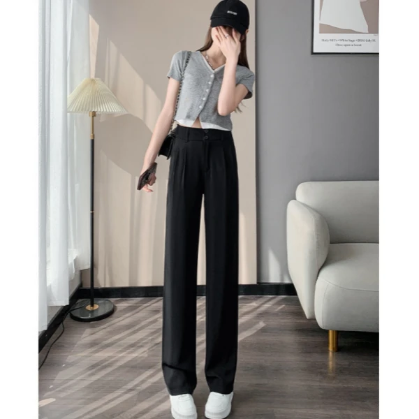 免烫抗皱·久穿不变形垂顺丝滑休闲直筒裤 K7543