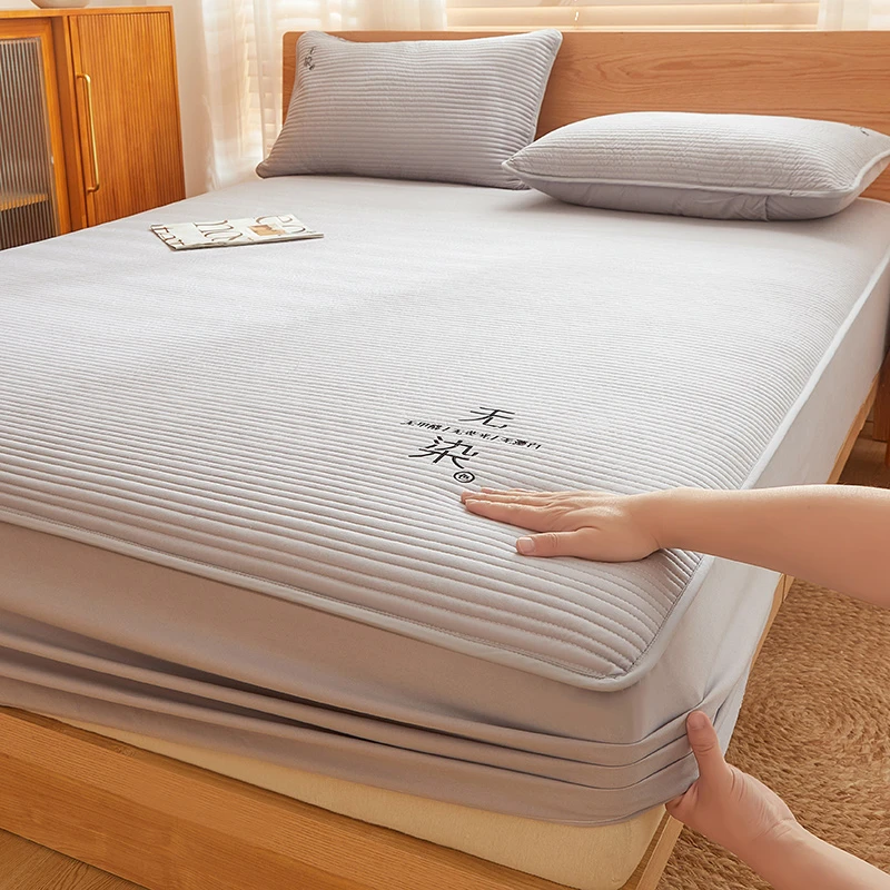 A类四季款加厚夹棉纯色床笠保护套防尘防滑透气可机洗通用床套罩