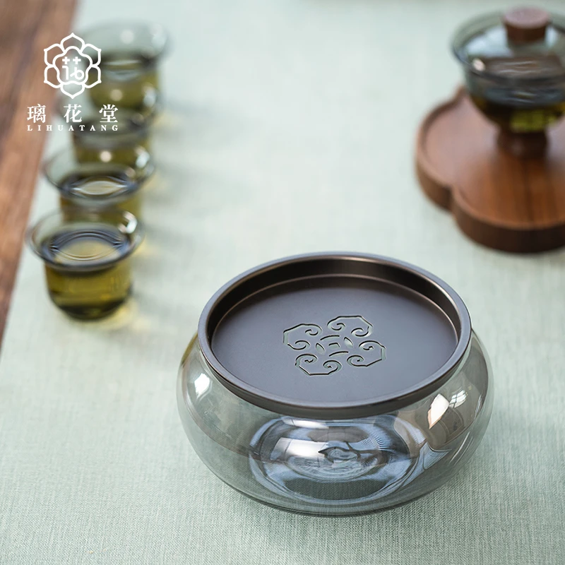 建水茶洗壶承三合一多功能茶渣缸高硼硅耐热玻璃废水缸可当壶承