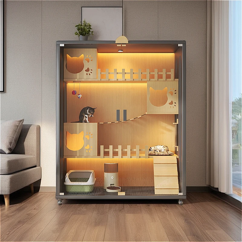 猫别墅玻璃宠物柜猫笼子室内家用猫窝猫屋超大空间猫房子猫柜子