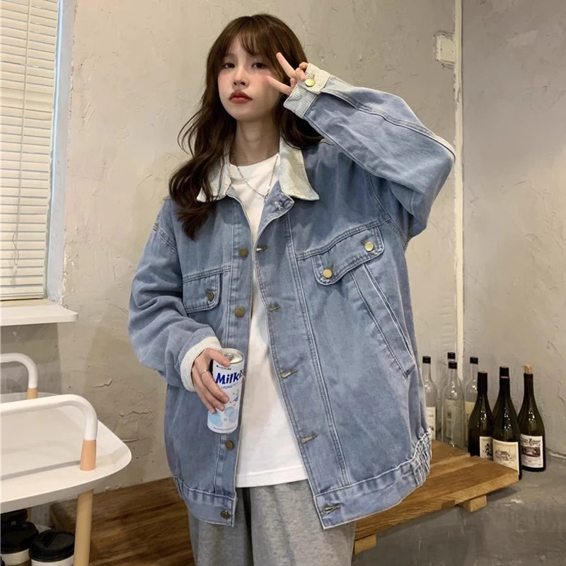 工装牛仔夹克外套女春秋2025新款大码胖mm宽松显瘦百搭上衣学生潮