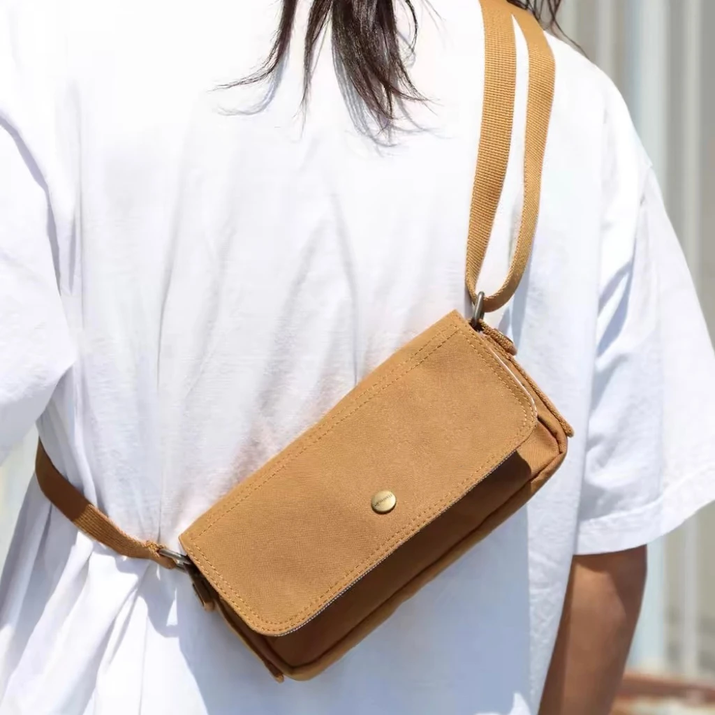 帆布小包包新款春夏百搭休闲斜挎包单肩小包横款日系小包23*5*12