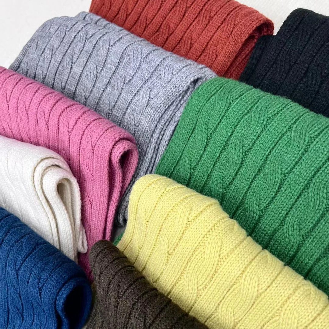 出口原单小马刺绣 24秋冬新款羊毛纯色围巾男女冬保暖围脖披肩