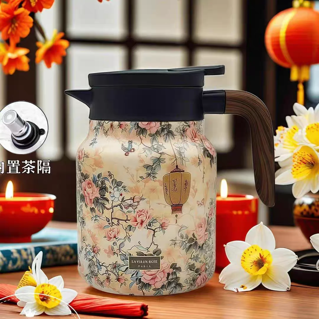 【繁花】系列大容量316不锈钢保温壶焖茶壶1000ml保温壶家用暖水壶
