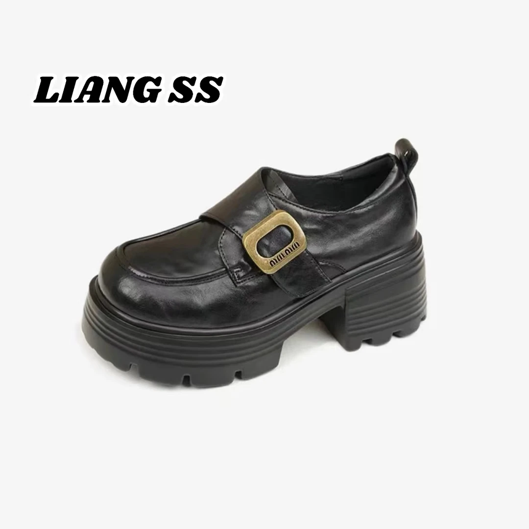 厚底复古英伦风乐福鞋- 乐福鞋百搭【脚肥脚宽脚高拍大一码】-d25