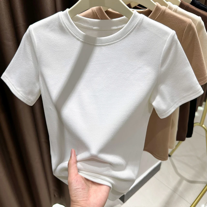 安安家爆款磨毛德绒打底衫秋冬加绒加厚新款时尚洋气修身显瘦小衫