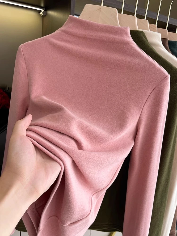 安安家双面德绒打底衫秋冬高端修身内搭新款时尚减龄洋气百搭小衫