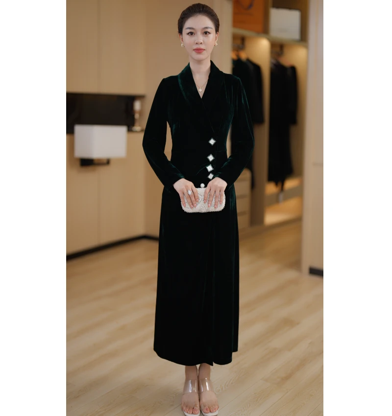 【挪威森林】春季新款气质显瘦中长款连衣裙时尚优雅