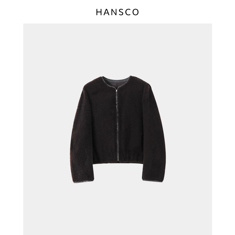 HANSCO 进口原毛级拉贡奢华皮毛一体美拉德外套H2306APC180
