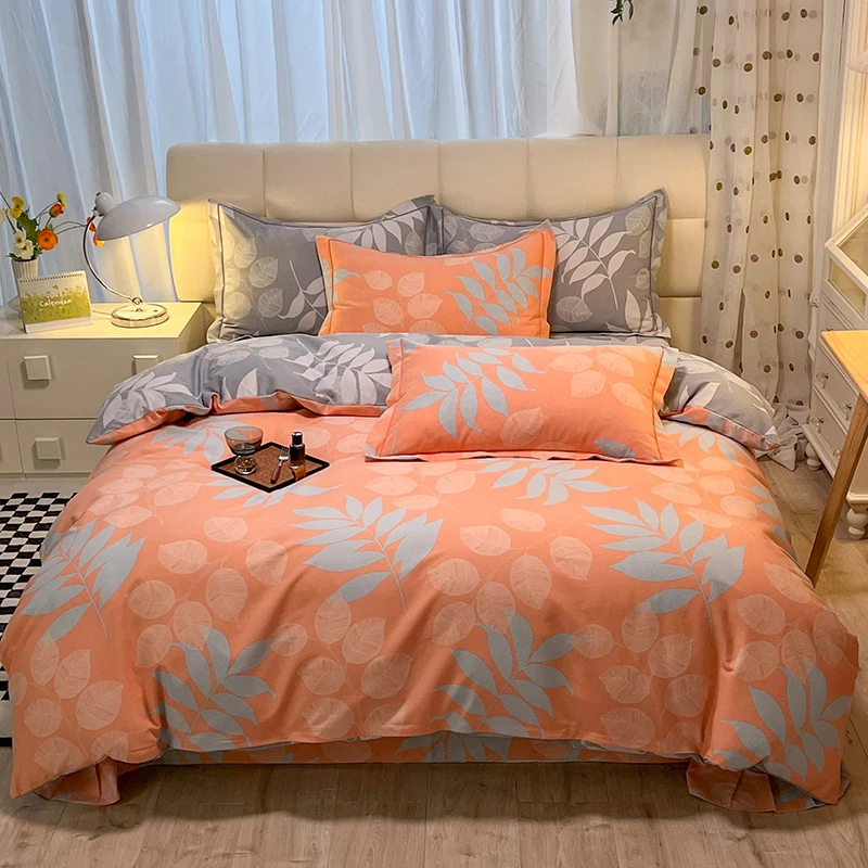 富安娜家纺秋冬加厚磨毛全棉四件套斜纹棉床品柔软亲肤床单被套