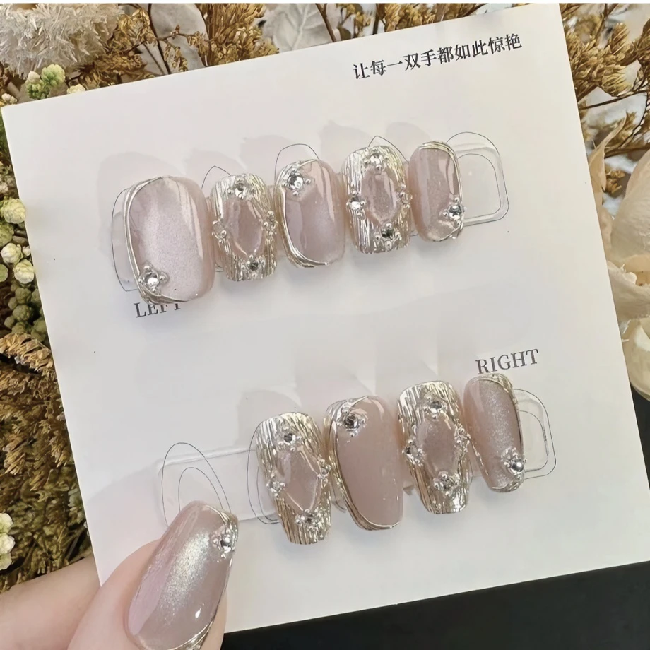 【千金】秋冬新款纯手工定制穿戴甲显白镶钻光疗美甲
