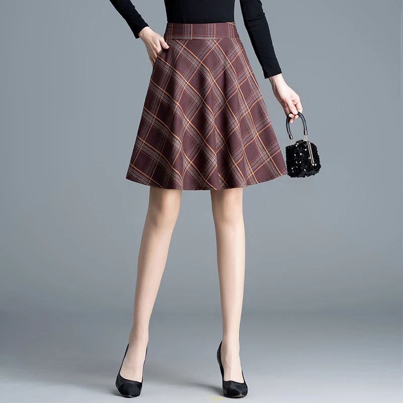 春季高档格子裙质感优雅短裙显瘦高级感气质半身裙西装A字裙90591