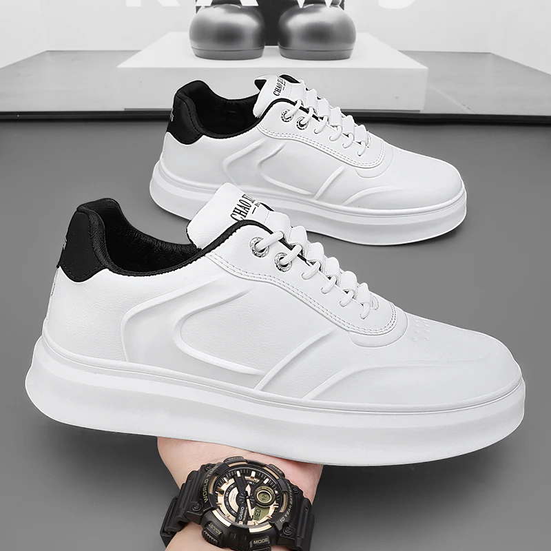 小白鞋男2024新款夏季透气白色休闲百搭板鞋男士厚底运动ins潮鞋